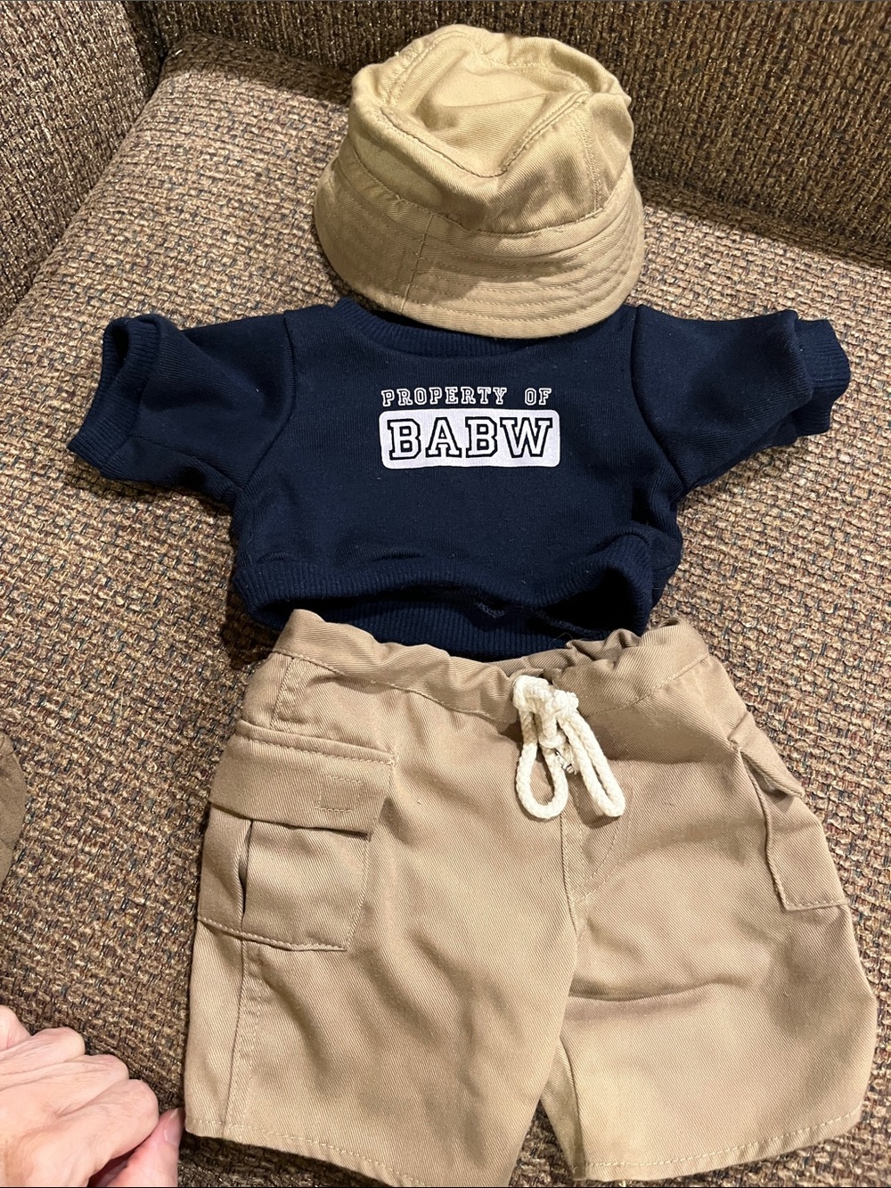 Build-A-Bear Navy and khaki Shorts Set with bucket hat